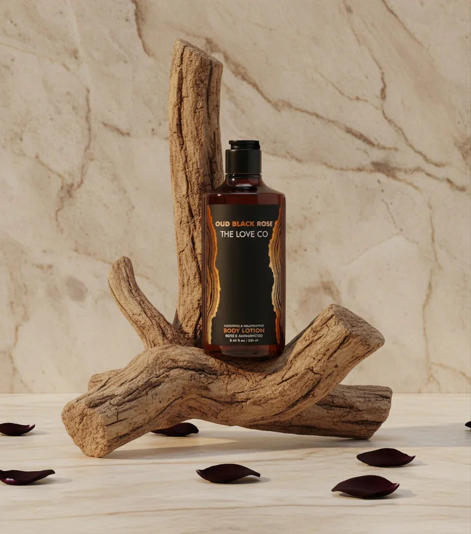 Oudh Black Rose Body Lotion — front of bottle, fragrance-led body care