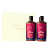 The Love Co Oud Mukhaab bath and shower gel and body lotion gift box set