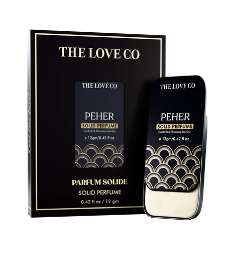 Peher - Solid perfume by The Love Co with packaging on a white background