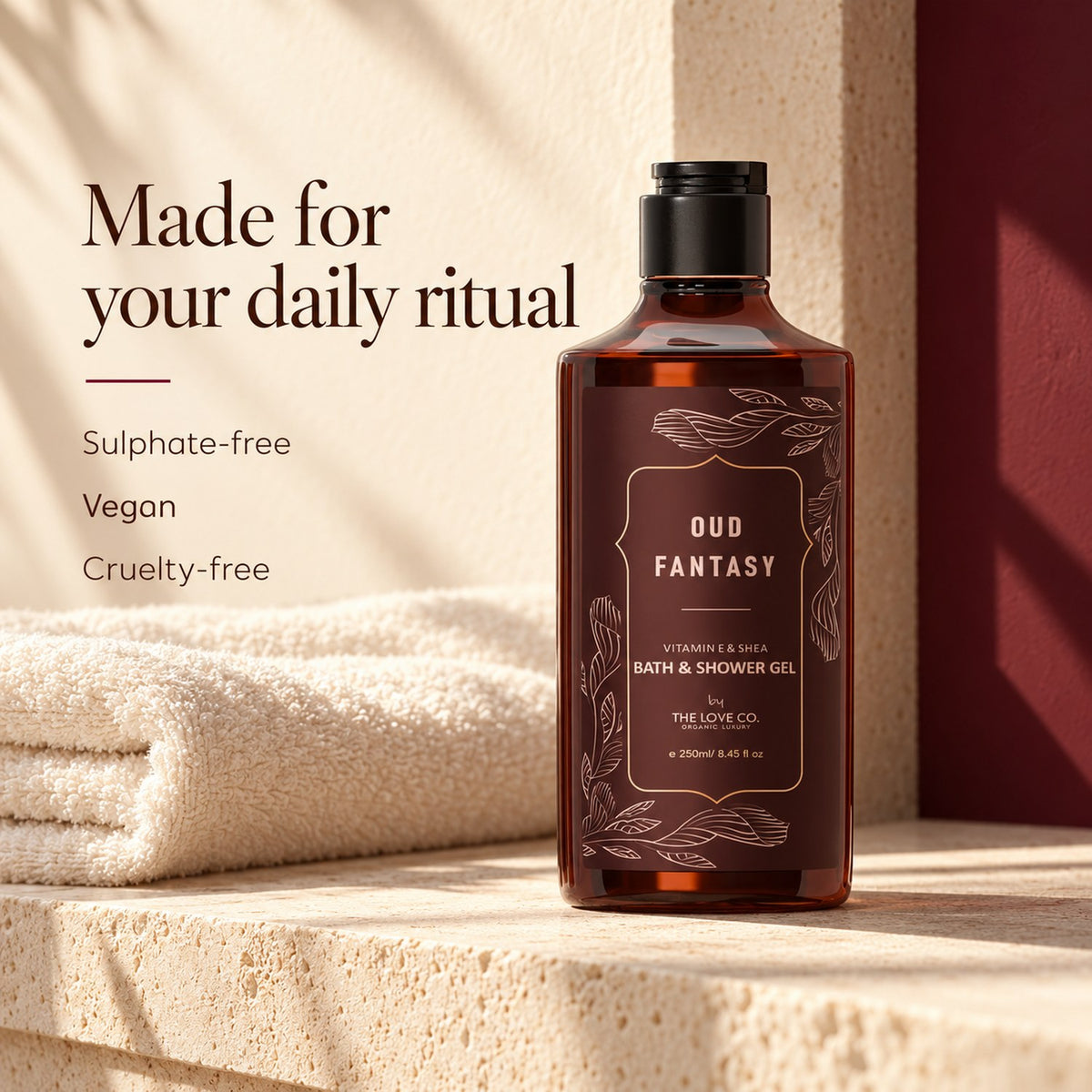 Oud Fantasy Body Wash, sulphate-free, vegan and cruelty-free