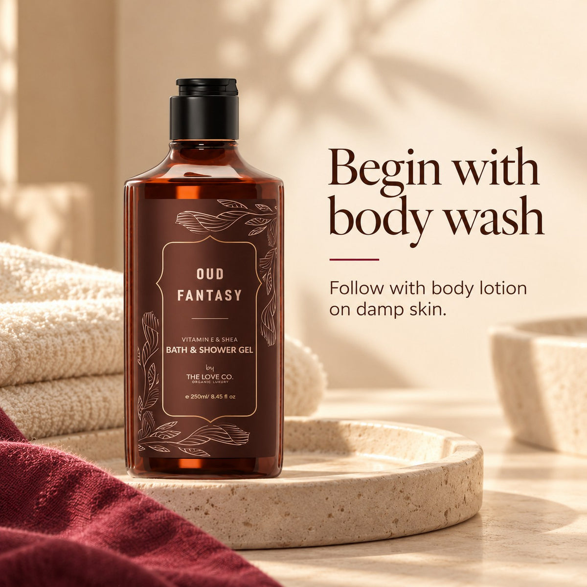 Oud Fantasy Body Wash, routine, body wash then lotion