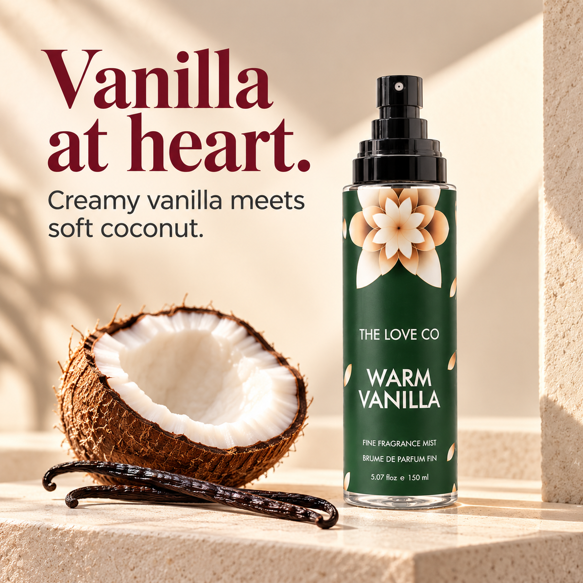 Warm vanilla and coconut still life