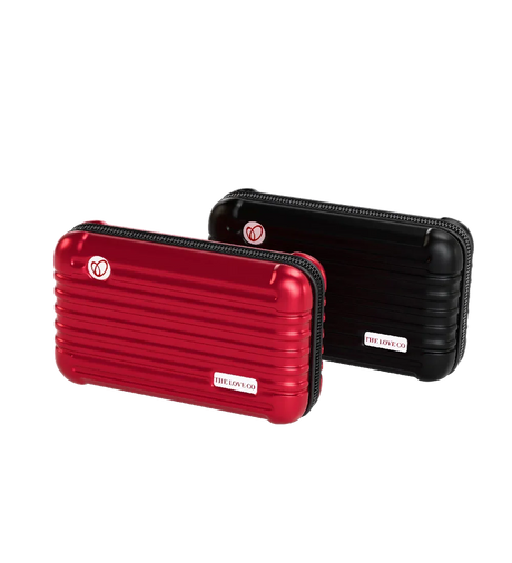 Red and black travel kit hard cases by THE LOVE CO with zipper closure