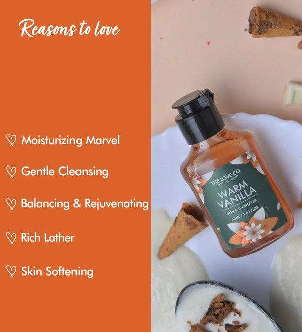 Warm Vanilla Mini Body Wash — front of bottle, fragrance-led body care